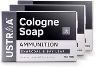 Ustraa Ammunition Cologne Soap with Charcoal &amp; Bay Leaf, 125 gm (Pack of 3)