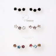 (S925) CZ ET73 Sterling Silver Diamond Stud Earrings