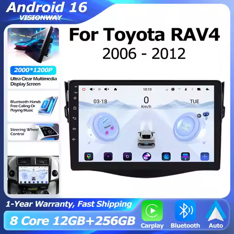 CarPlay For Toyota RAV4 2006-2012 Android 16 GPS Navigation Lntelligent Multimedia Player Auto 4G WI