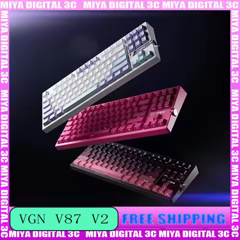 VGN V87 V2 Mechanical Keyboard Wireless Bluetooth Side Carved RGB E-sports Game Keyboard with Knob C