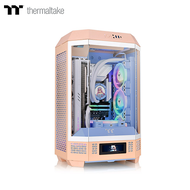 曜越 The Tower 300 蜜桃粉 玻璃透側機殼 (M-ATX/Type-C/內建風扇上2/三面玻璃設計/顯卡400mm/塔散210mm/電源220mm)