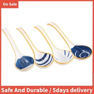 Ceramics Soup Spoons Set of Japanese Soup Spoon Long Handle Soup Spoons for Pho Ramen Noodles Wonton
