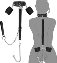 Sm Adjustable Neck Collar Chain Strap Back With Hook Restraint Set