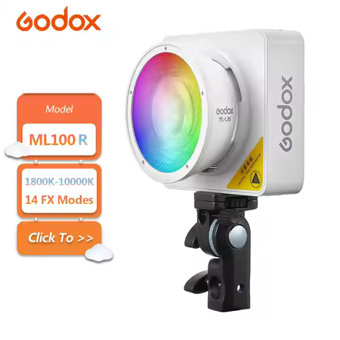 Godox ML100R 1800K to 10000K Full-color RGBWW LED Video Light with 14 FX Modes for Camera Studio Pho