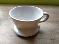 陶瓷咖啡濾杯1-2人(白色)加棉布濾袋一盒(4入)