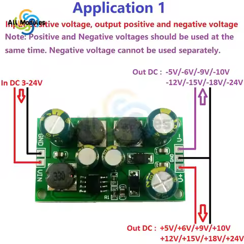 2 in 1 8W Boost-Buck Dual +- Voltage Board 3-24V to 5V 6V 9V 10V 12V 15V 18V 24V for ADC DAC LCD op-