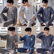CODE C62J MEN'S PAJAMA SLEEP PP IMPORTED FINE THICK T-SHIRTS QUALITY LONG SLEEVES WHITE BLACK SALUR 