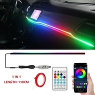 Lampu Suasana Mobil LED USB dengan Kontrol Jarak Jauh Aplikasi Lampu Neon Dekorasi Interior Mobil RG