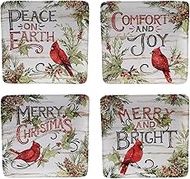Certified International Evergreen Christmas 8.5" Salad/Dessert Plates, Set of 4, Multicolored