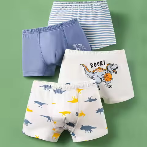 4 Pieces/Lot Children's Underwear Cotton Boxers For Boys 3-11T Breathable Kids Underpants Dinosaur P