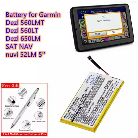GPS Navigator Battery 3.7V/1250mAh 361-00051-02 for Garmin Dezl 560LMT, 560LT, 650LM, SAT NAV, Nuvi 