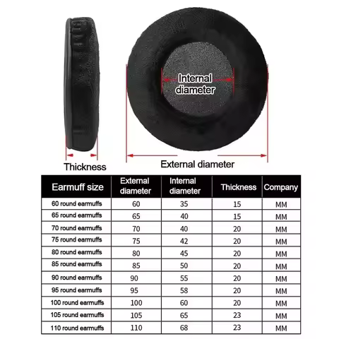 1pair General Velvet Earpads 60/65/70/75/80/85/90/95/100/105/110mm Replacement Ear Pads Cushion For 