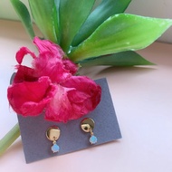 小金片蛋白石opal耳環