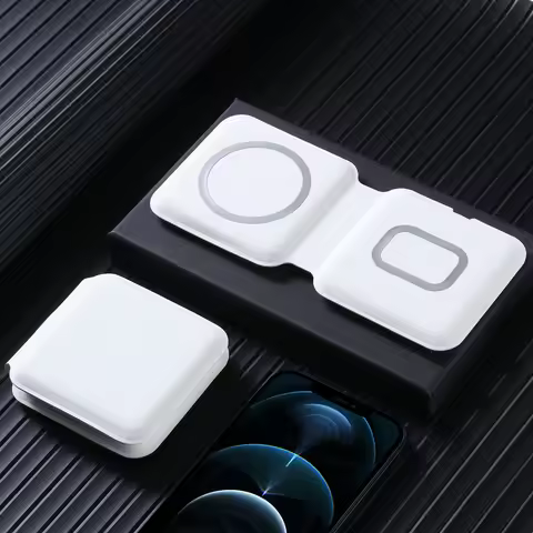 2 IN 1 Dual Magnetic Safe Qi Wireless Fast Charger For AirPods 2 Pro 3 iPhone 13 12 Pro Max 12 Mini 