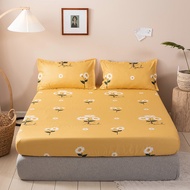 Heureux hot sell cadar fitted bedsheet single queen king size cotton fabric Yellow sunflower pattern