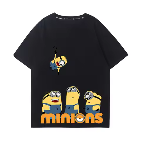 2025 3d New Minions Tee Summer T-shirt Mother Kids Cartoon Minions Printed Round Neck Tee Shirts Boy