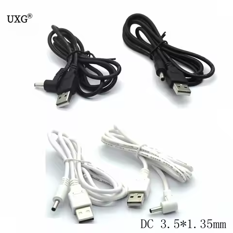 Black & White USB 2.0 A to DC 3.5 mm/1.35 mm 5 Volt DC Barrel Jack Power Cable type M 1m 3 feet 5v 2