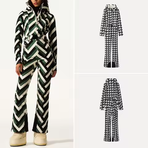 Fashionable Women's One-Piece Ski Suit High Waist Long Pants Straight Cut Original Design Spring 202
