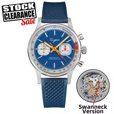 Sugess Pilot Watch with Seagull Movement Swanneck Wristwatch Mechanical Chronograph Sappire Crystal 