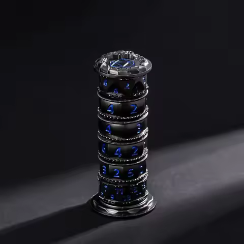 7-in-1 Spinning Dice Tower Metal Rotating D4-D20 Polyhedral Dice for Dungeons & Dragons Role Playing