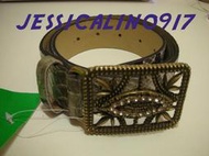 降！BENETTON蛇紋鑽飾民族風皮帶-M號(免運費)