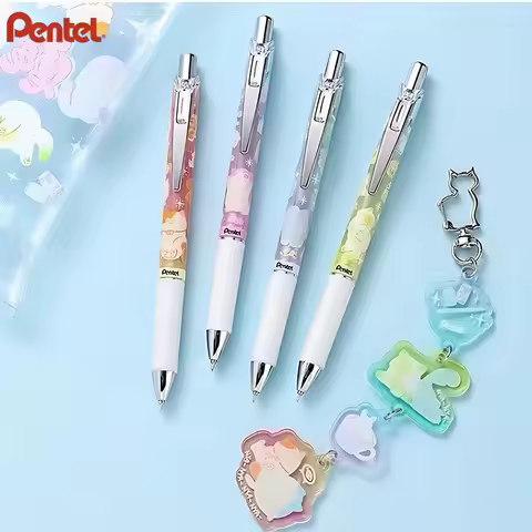Japan Pentel Gel Pens Cat Limited Speed Dry Black Pen Thick Ink ENERGEL BLN75TL 0.5mm Kawaii School 