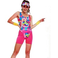 80s 90s Role Playing Swimsuit Tight jumpsuit Cosplay Costume Couple Beach Wear Set Costume