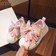YADOU รองเท้าผ้าใบสำหรับเด็ก,รองเท้าผ้าใบผูกโบว์ใหญ่รองเท้าสีขาวขนาดกลางและใหญ่ฤดูใบไม้ร่วง