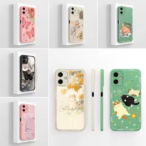 Coque For Samsung Galaxy A06 4G A 06 5G Phone Covers Naughty Cat Patterns Liquid Silicone Luxury Sho