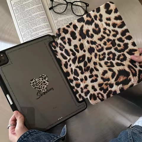 Korean Ins French Leopard Print Mirror Cover For iPad Pro 13 11th M5 M4 12.9 A16 10 8 7 9th 10th Air
