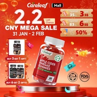 Careleaf FDA ACV Gummies 1000mg ACV, Folic Acid Enriched, Beetroot, Vitamin B12 + B6, Vegan, Halal, 