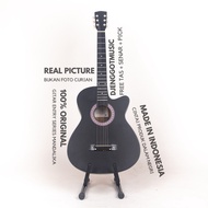 [Paket Lengkap] Gitar Akustik Hitam Mandalika S-01 Fullset