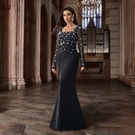 ชุดราตรีหรูหราประดับเพชร QOQ, ชุดราตรีประดับเพชรระยิบระยับ, เหมาะสำหรับงานกาล่า, งานทางการ, งานค็อกเ