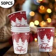 50pcs Christmas Disposable Paper Cups 9oz/250ml Eco Cups Disposable Drinking Cups Coffee Cups Drinki