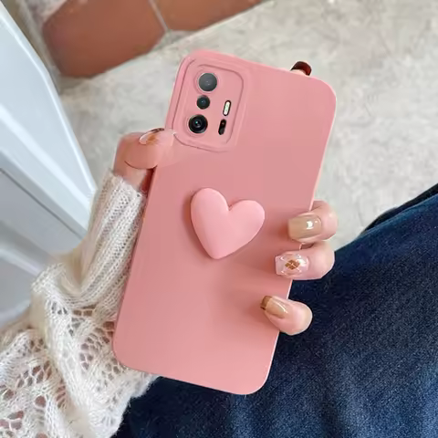Mi11tpro Liquid Silicone Case On For Xiaomi Mi 11t Pro Mi11t 5g 11 T 11tpro Love Heart Protect Camer