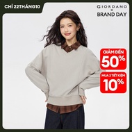 GIORDANO Women Sweatshirts Double-Knit V-Neck Sweatshirts Seam Detail Loose Fit Basic Fashion Casual