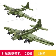 Vintage Propeller Military Plane Assembly Toy Block B24 Bomber B17 Fortress Educational Building Blo