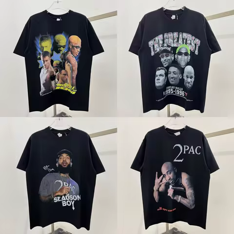2pac Rapper Portrait Print T Shirt Men Women Digital printing breathable material 2025 Summer Style 