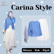 One Set Korean Style (Bella Square, Crinkle Blouse, Layered Skirt) Modern Women's Hijab Outfit KY2L