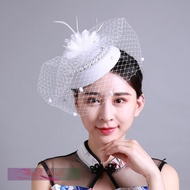 Small Top Hat Night Shanghai Performance Feather Headdress Bride Hepburn Style Veil Hat Cheongsam Sh