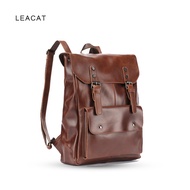 Leacat  Backpack Crazy Horse PU Leather Vintage Men Hasp Backpack England Style Fashion Retro laptop