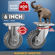 6 Inch 600kg Swivel Rigid Rubber Caster Wheel Heavy Duty Caster Wheel Roller Castor Wheel Heavy Duty