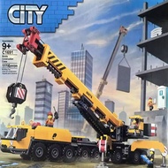 Compatible with Lego City 60409 Series Mobile Crane Yellow Engineering Assembled Building Block Toys