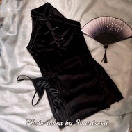 優質情趣制服黑色絲絨旗袍
