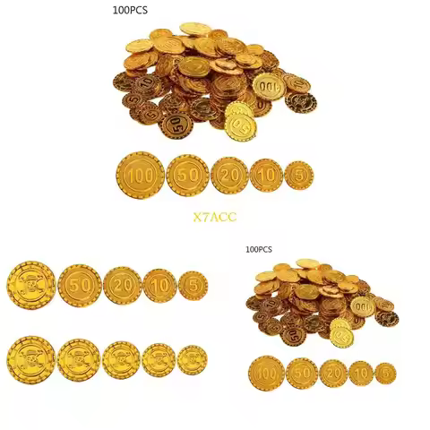X7AC 100pcs Pirates Gold Bargaining Chip Game Coin Treasure Christmas Dec