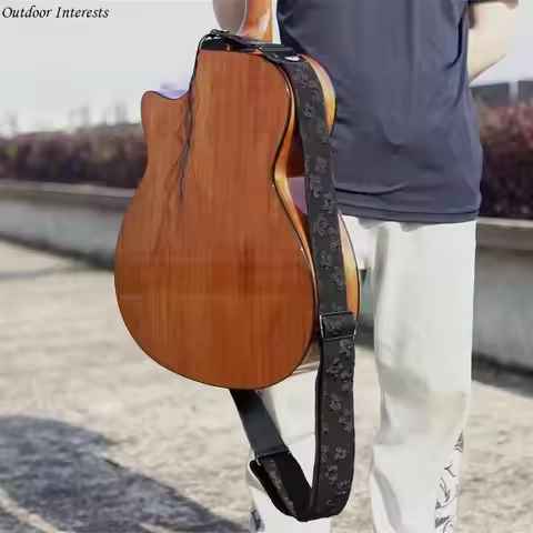 Adjustable Guitar Strap Widened Shoulder Strap Leathers End Guitar Strap for Bass, Electric & Acoust