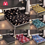 RSS_ #2 Premium Quality Bedsheet 4in1 King Queen/2in1 Single Cotton Fitted Bedsheet Set Cadar Getah 