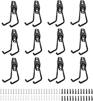 HARFINGTON 12pcs Garage Storage Hook 2.7" x 4.3" Metal Wall Mount Hanger Organizer 3 Strengthen Weld