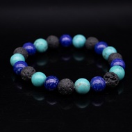 สร้อยข้อมืออัญมณีมงคลประดับพลอยเทอควอยซ์(Turquoise) ลาพิส ลาซูลี (Lapis lazuli) และอุกกาบาต(Meteorit