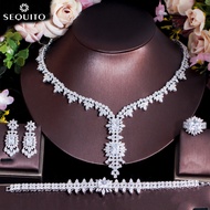 Seกีชุดเครื่องประดับสำหรับงานแต่งงานงานปาร์ตี้ SJ243ชิ้นจี้สร้อยคอเพชร CZ AAA สีขาวคุณภาพสูงต่างหูสร